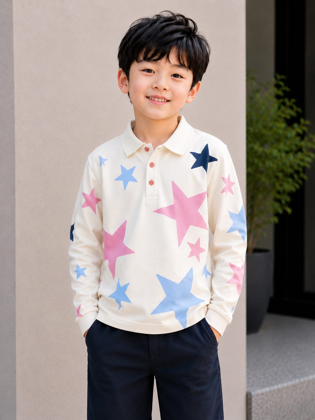 All-over Star Print Full Sleeves T-shirt