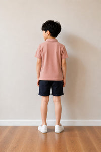 Dusty Rose Textured Polo T-shirt
