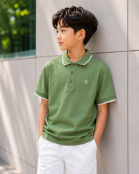 The Classic Tipped Polo in Olive