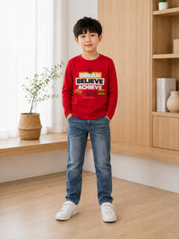 The Visionary Long-Sleeve Tee in Crimson