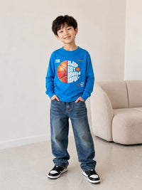 The "Dribble & Repeat" Long-Sleeve Tee in Electric Blue