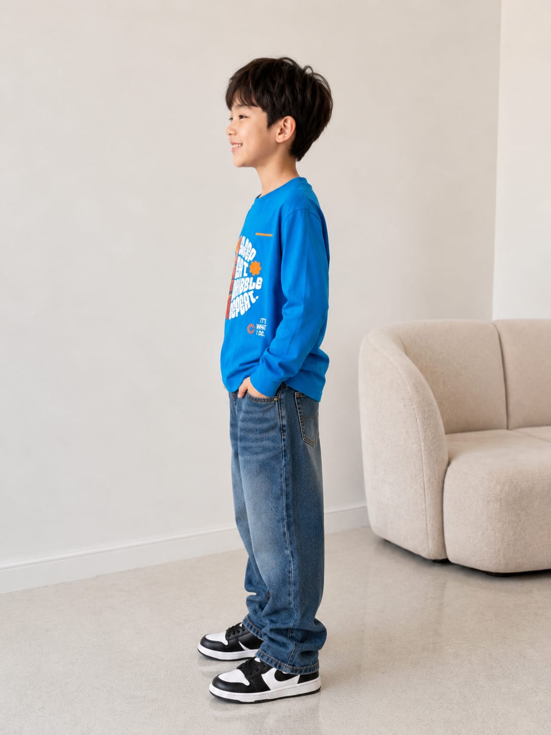 The "Dribble & Repeat" Long-Sleeve Tee in Electric Blue