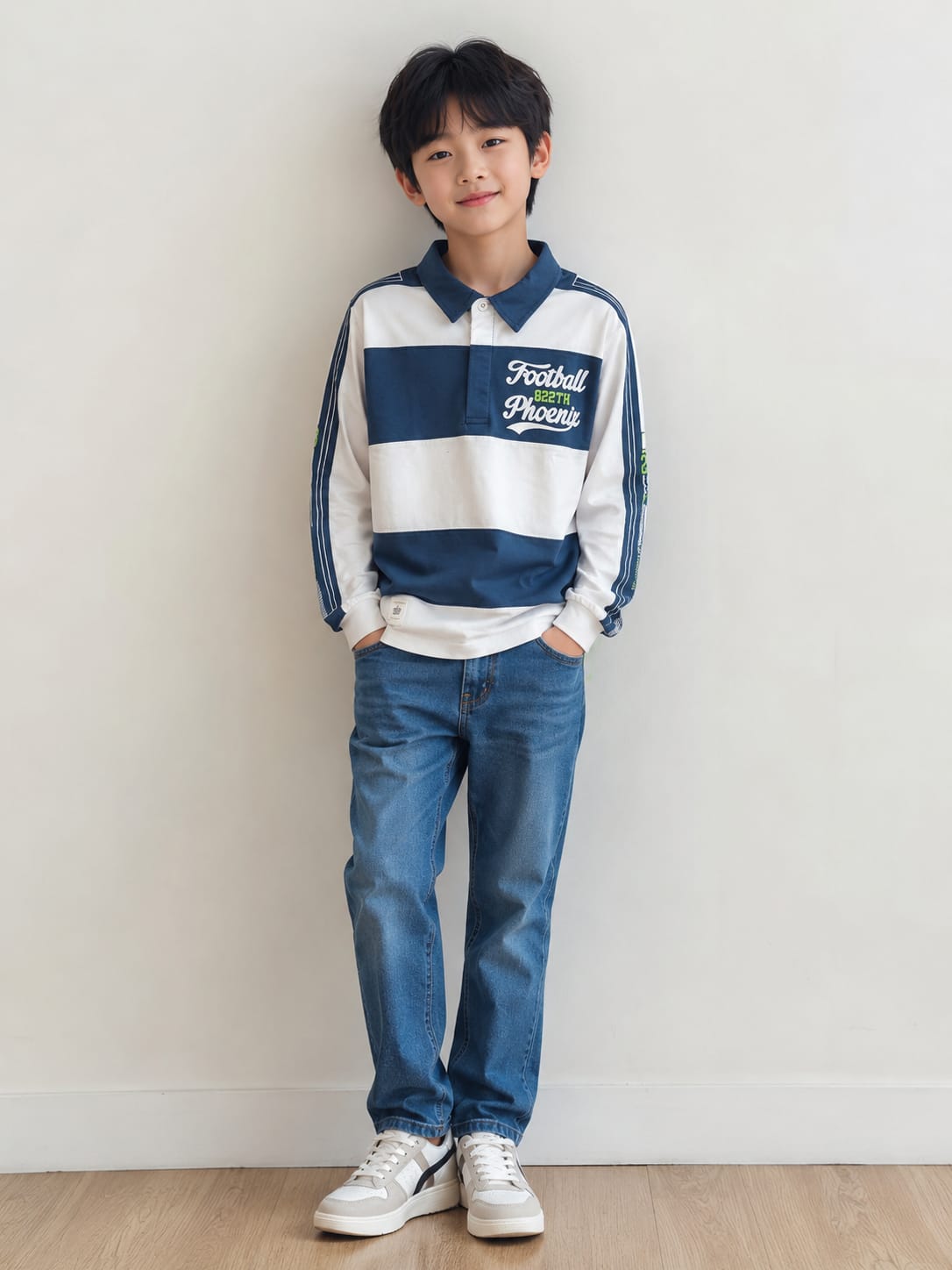 Horizontal Blue and White Polo Shirt