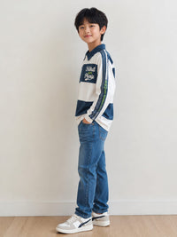 Horizontal Blue and White Polo Shirt