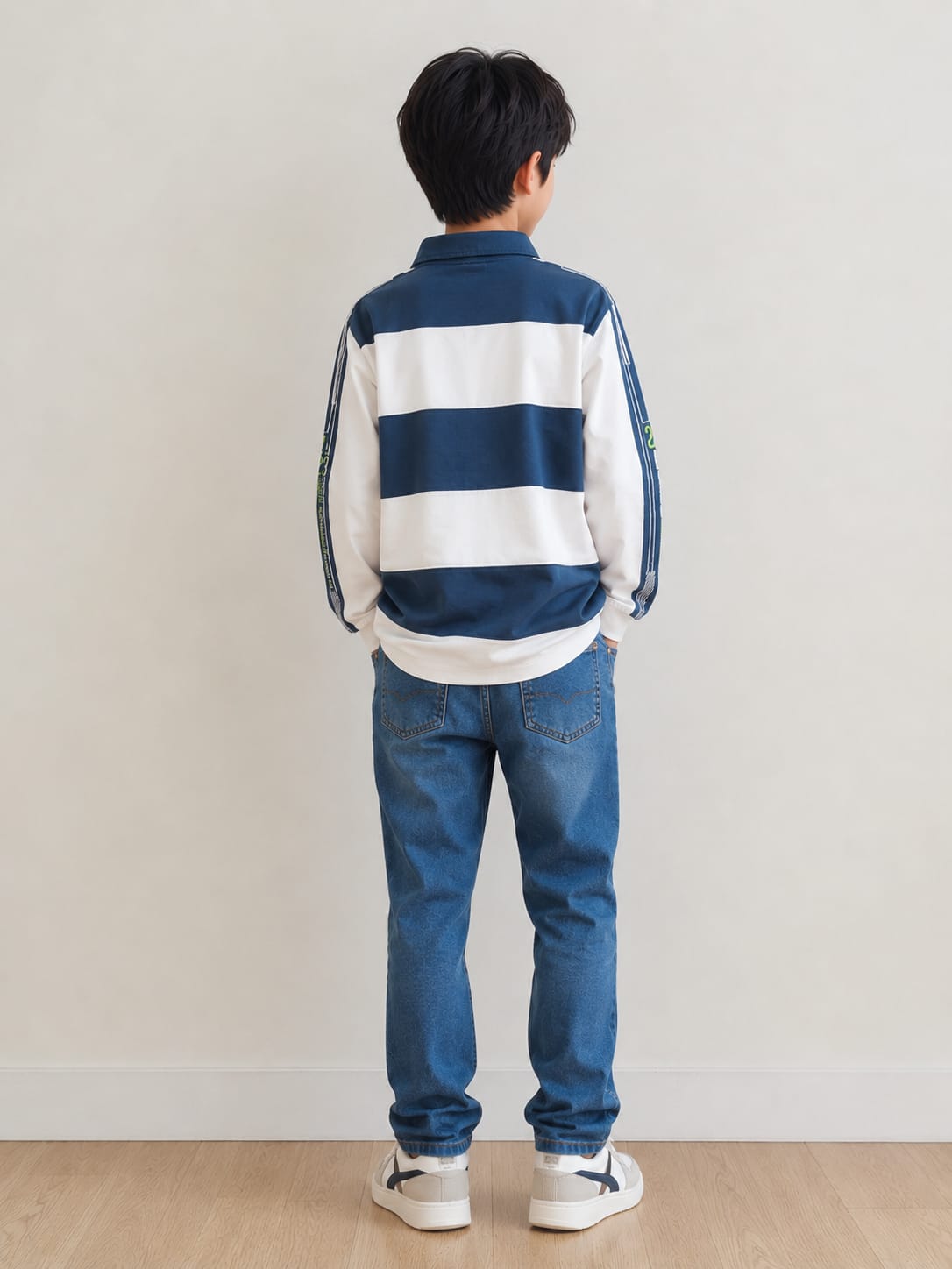 Horizontal Blue and White Polo Shirt