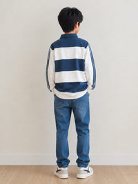 Horizontal Blue and White Polo Shirt