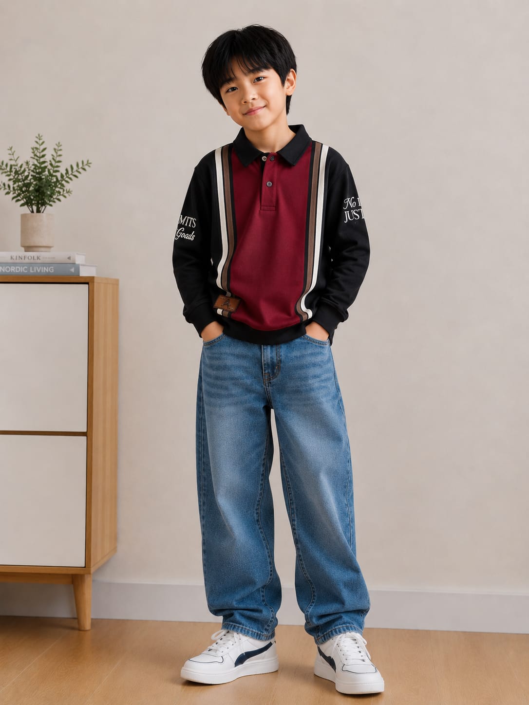 Maroon Full Sleeves Polo T-Shirt