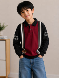 Maroon Full Sleeves Polo T-Shirt