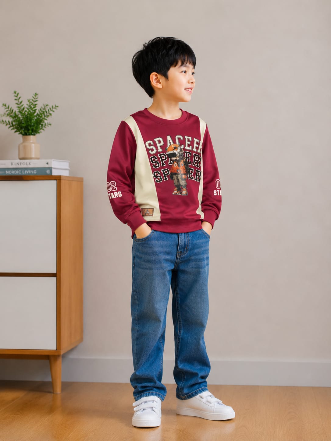 Burgandy Full Sleeves  Space T-Shirt