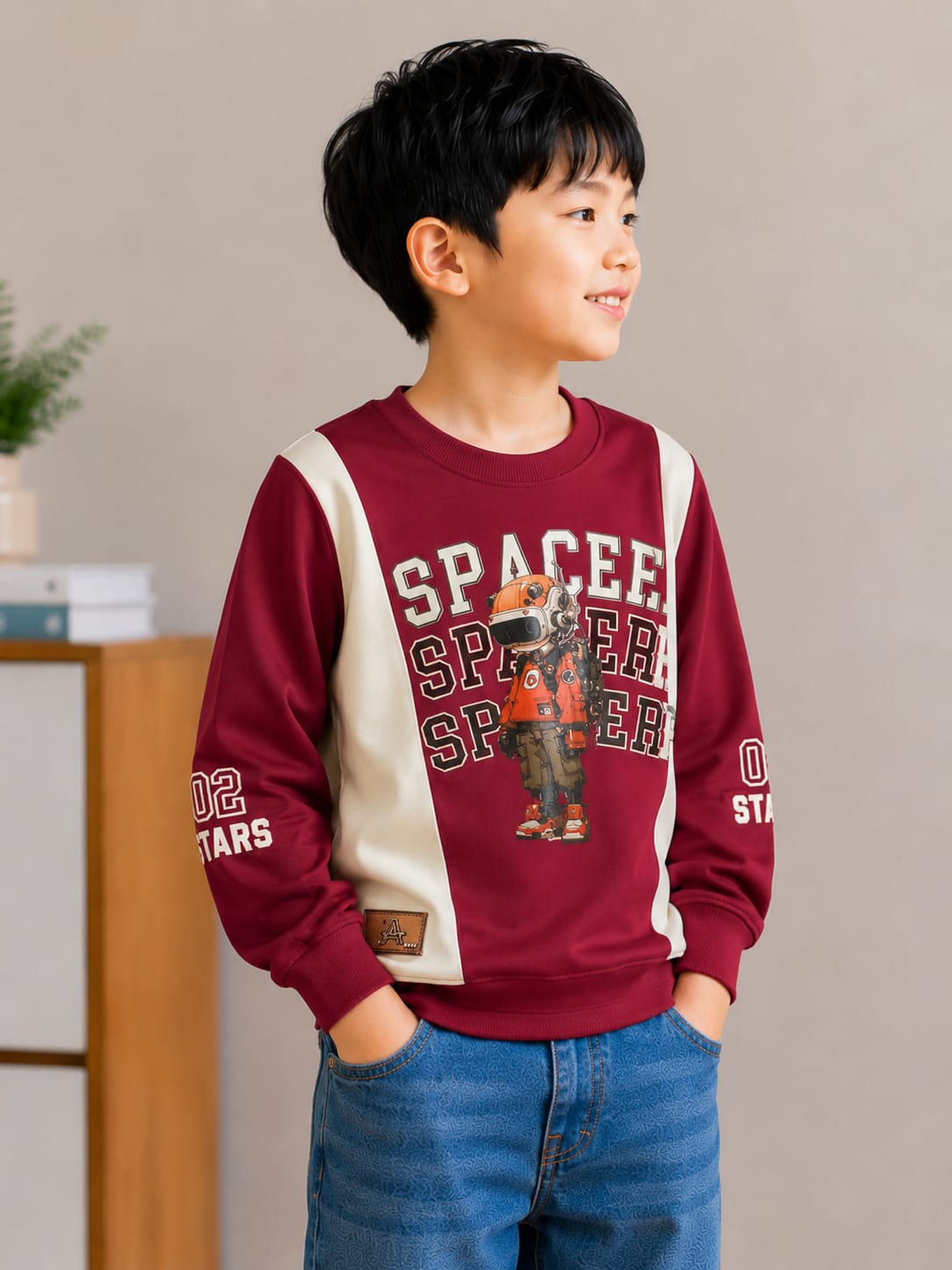 Burgandy Full Sleeves  Space T-Shirt