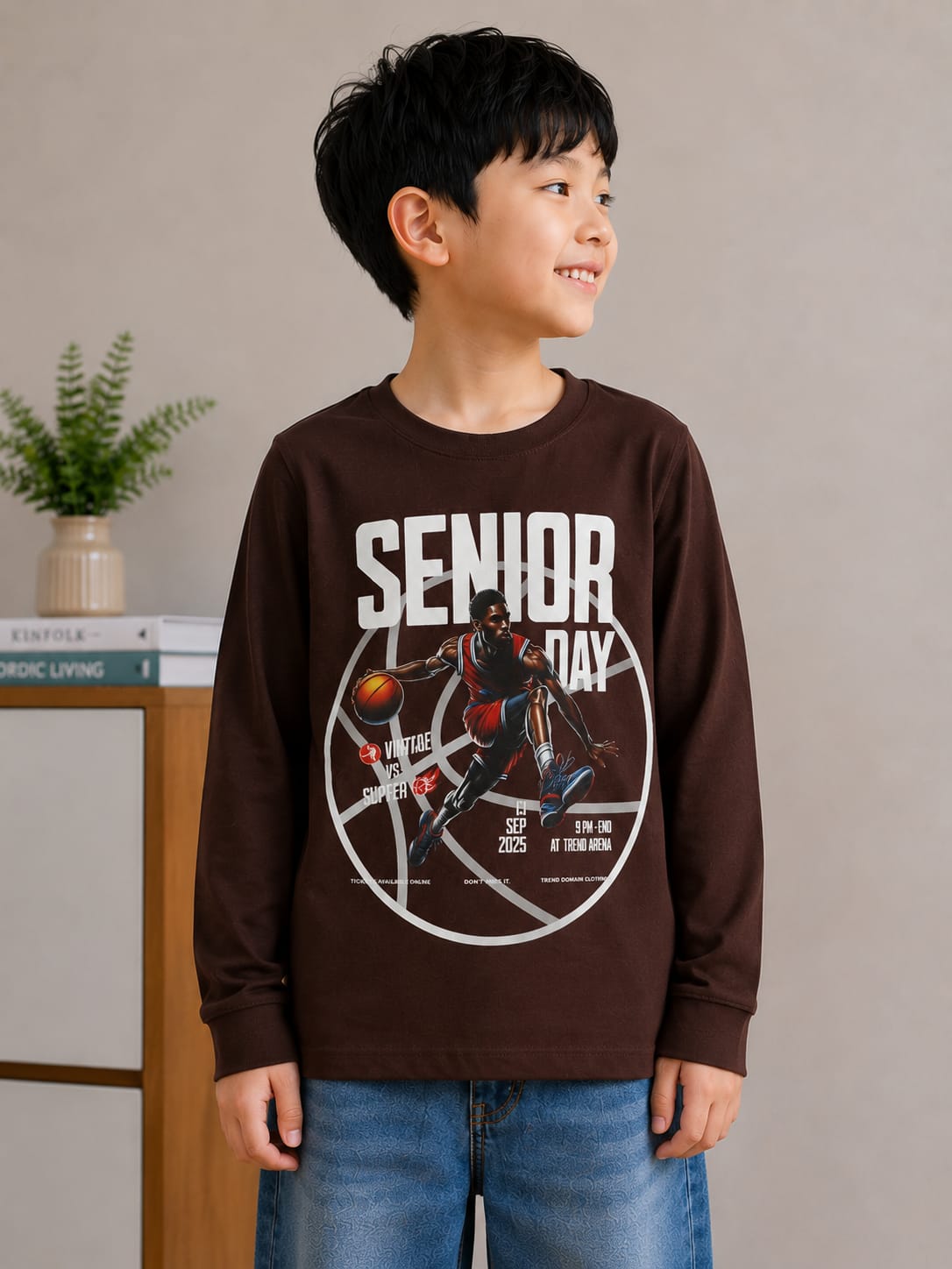 Chocolate Brown Full Sleeves  T-Shirt