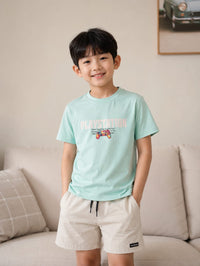 Boys' Multi-Tone Blue Striped "Hero of My Own Story" Graphic T-Shirt