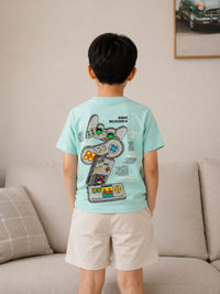 Boys' Multi-Tone Blue Striped "Hero of My Own Story" Graphic T-Shirt