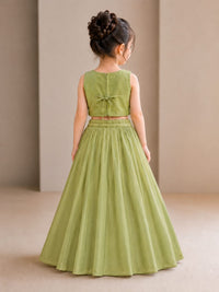Sage Blossom Hand-Embroidered Lehenga Set