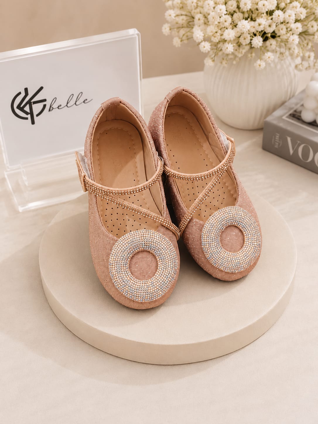 he Stardust Circle Jeweled Ballerinas – Rose Gold