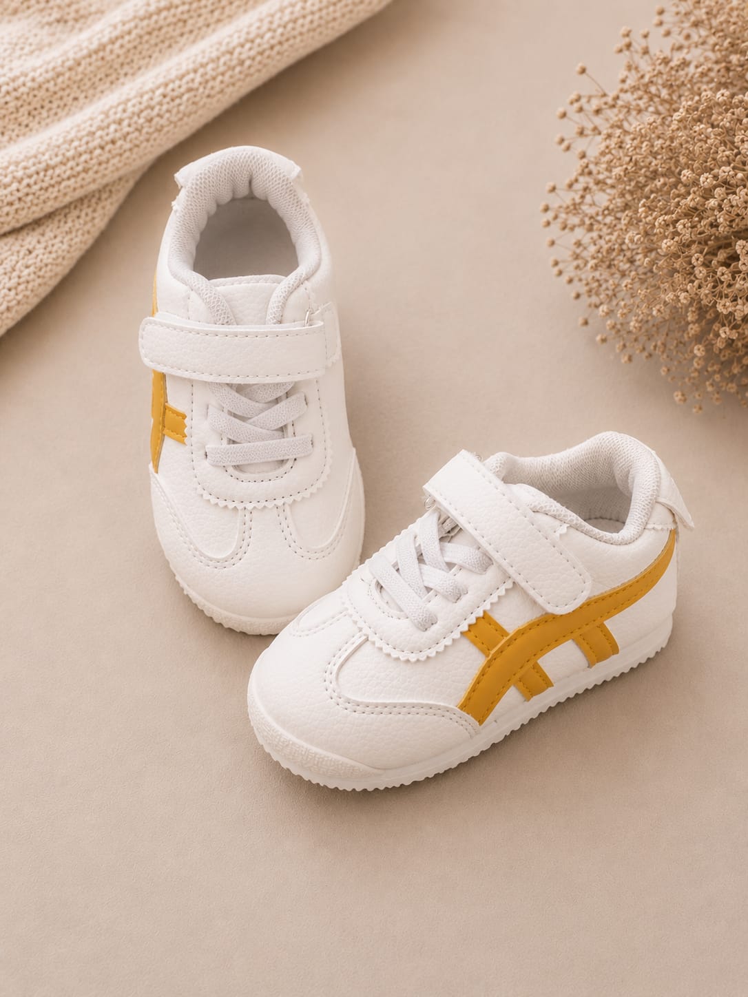 Classic White Sneakers Blue Mustard Style