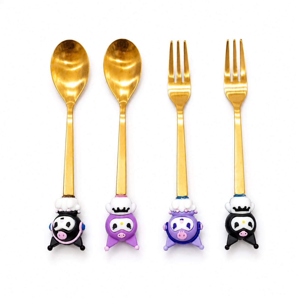 Kuromi Luxe Gold Character Dessert Spoon & Fork Set (Set of 4)