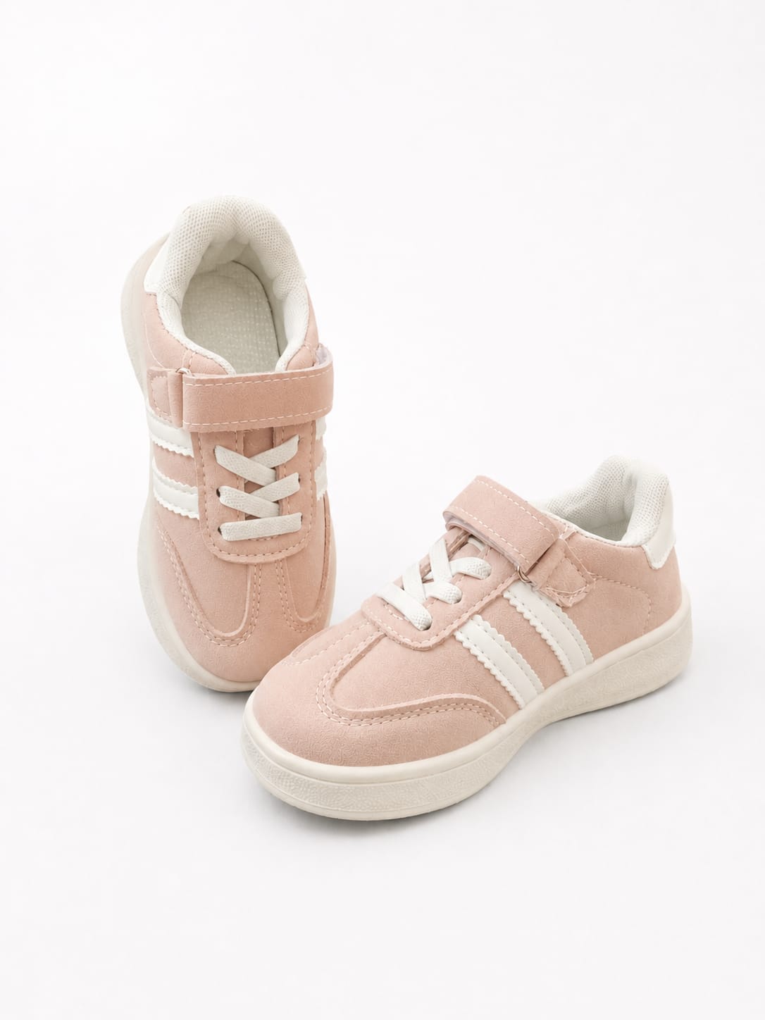 Kids' Velvet-Finish Sporty Pink Sneakers