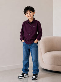 Classic Crimson-Plum Button-Down Shirt