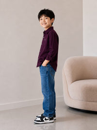 Classic Crimson-Plum Button-Down Shirt
