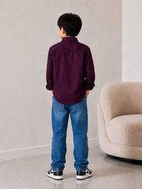 Classic Crimson-Plum Button-Down Shirt