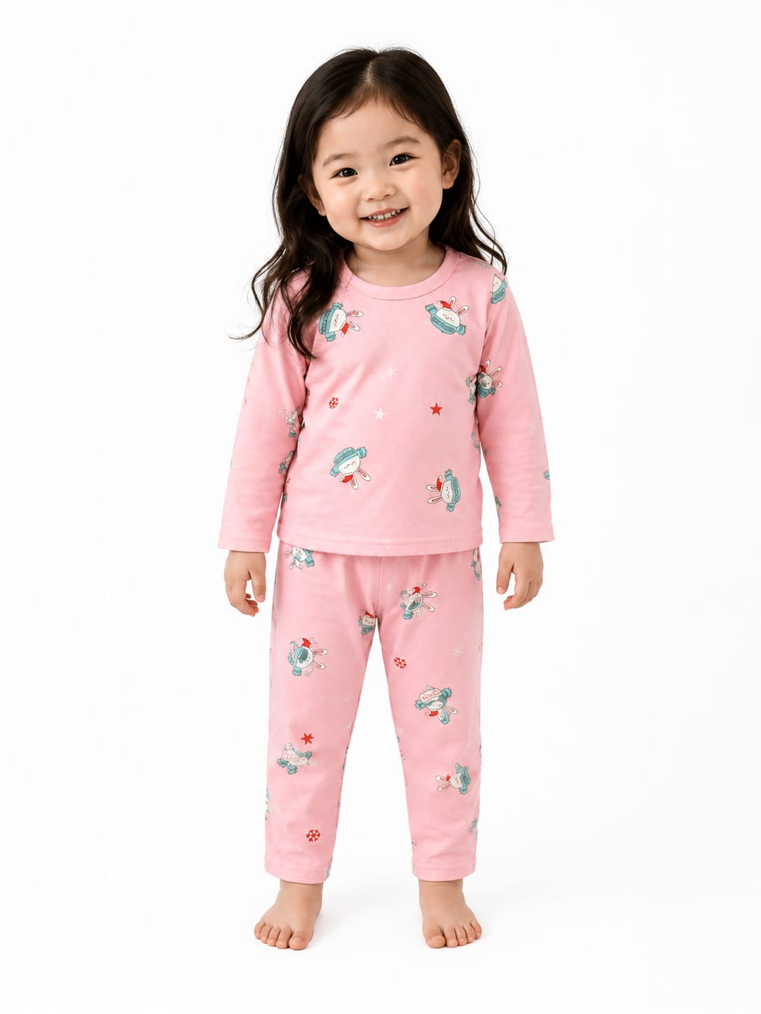 Toddler Girl’s Playful Bunny Cotton Pajama Set