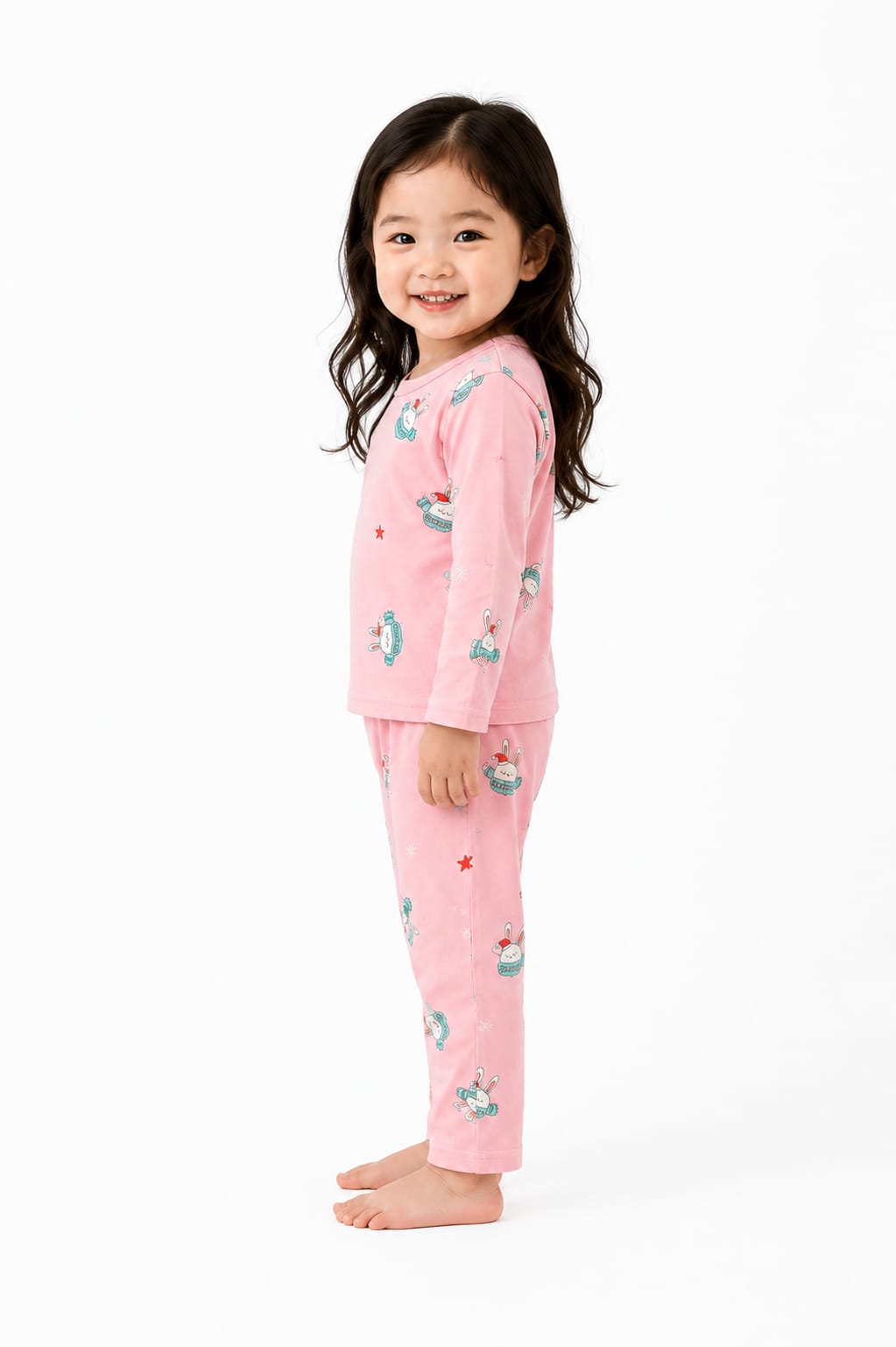 Toddler Girl’s Playful Bunny Cotton Pajama Set