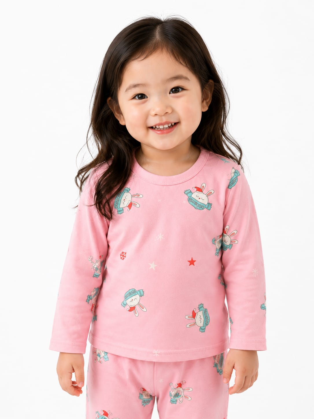 Toddler Girl’s Playful Bunny Cotton Pajama Set