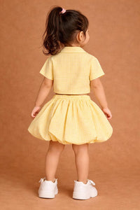 Girls' Pastel Gingham Butterfly Skirt Set