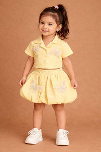 Girls' Pastel Gingham Butterfly Skirt Set