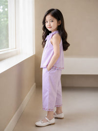 Girls' Seersucker Halter Top & Straight-Leg Trouser Set