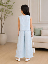 Chic & Breezy: Girls' 3-Piece Embroidered Palazzo & Vest Set