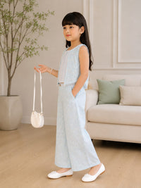 Chic & Breezy: Girls' 3-Piece Embroidered Palazzo & Vest Set