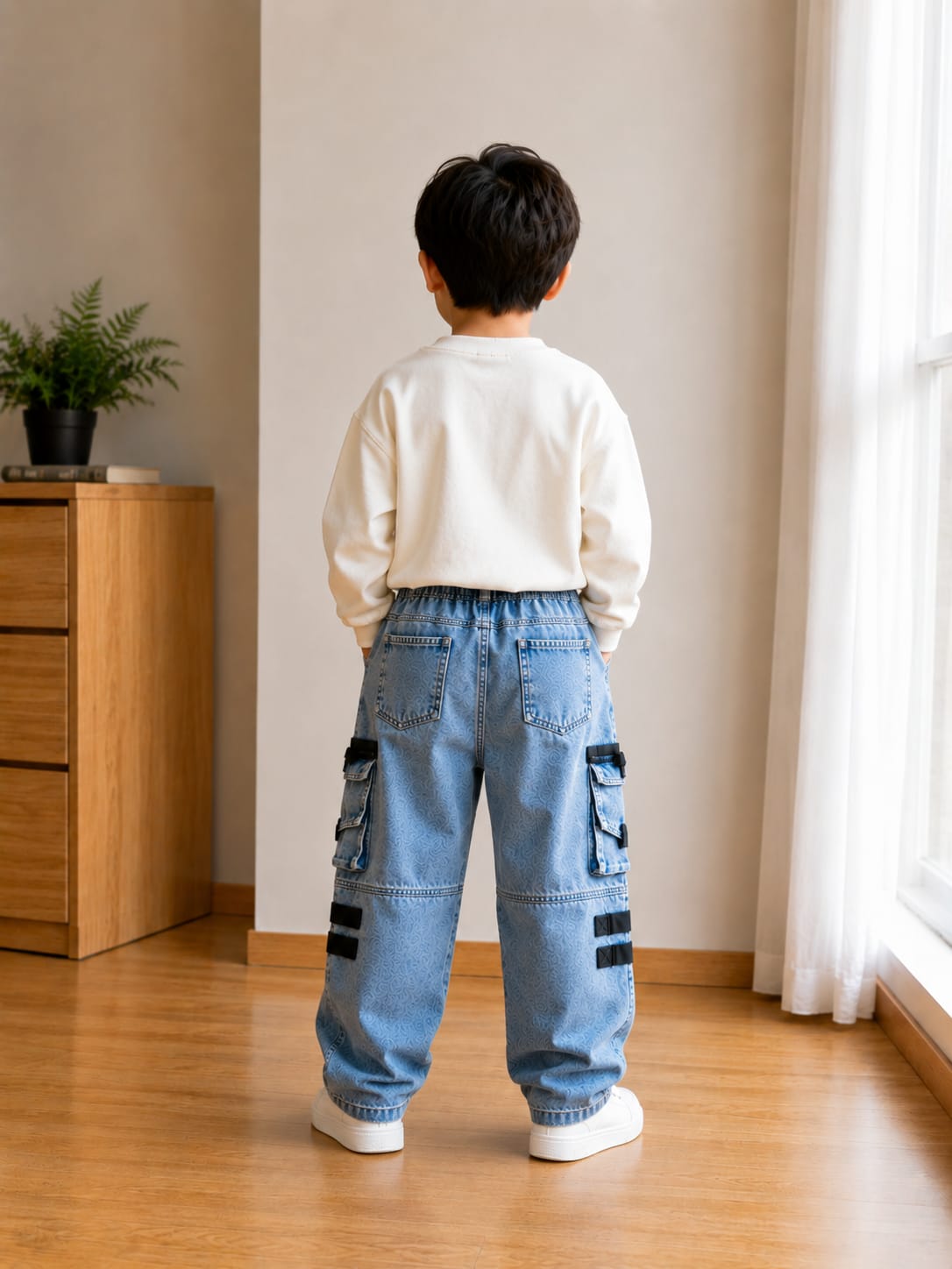 Boys' Light Wash Multi-Pocket Cargo Jogger Jeans