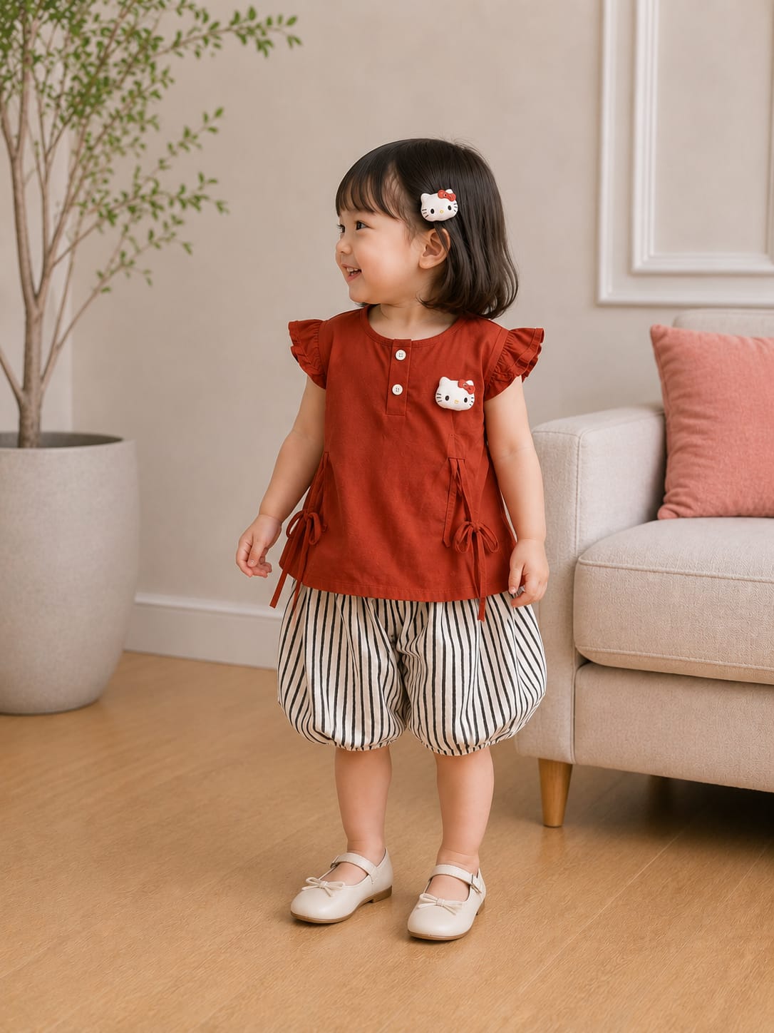 Toddler Girls' Ruffle Tunic & Striped Bloomer Set