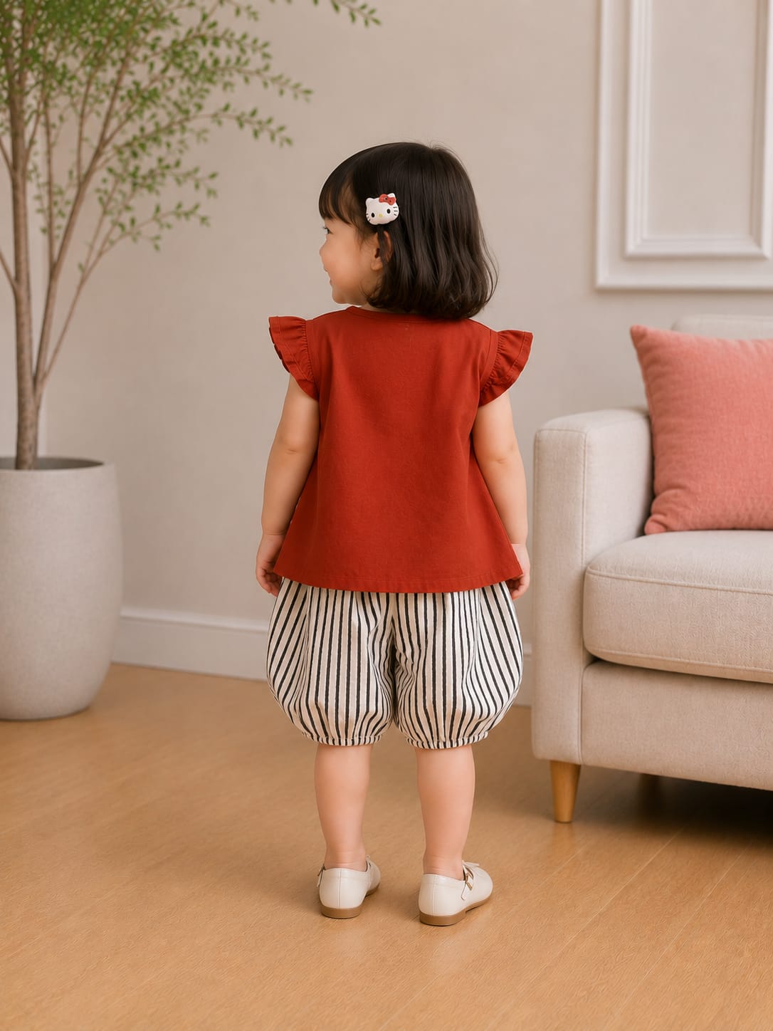 Toddler Girls' Ruffle Tunic & Striped Bloomer Set