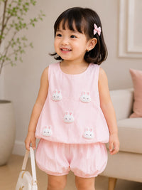 Toddler Girls' Bunny Motif Blouson & Bloomer Set