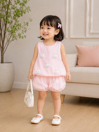 Toddler Girls' Bunny Motif Blouson & Bloomer Set