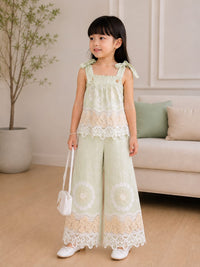 Girls' Premium Schiffli & Scalloped Lace Palazzo Set