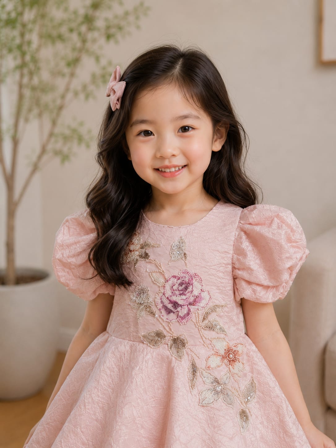 Elegant Rose Embroidered Layered Party Frock