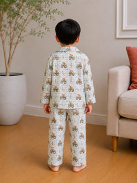 Playful Tractor & Plaid Print Classic Pajama Set
