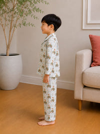 Playful Tractor & Plaid Print Classic Pajama Set