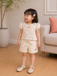 Girls' Ditsy Floral Top and Utility Shorts Set