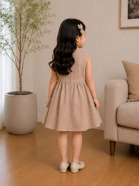 Girls' Textured A-Line Dress with 3D Floral Applique