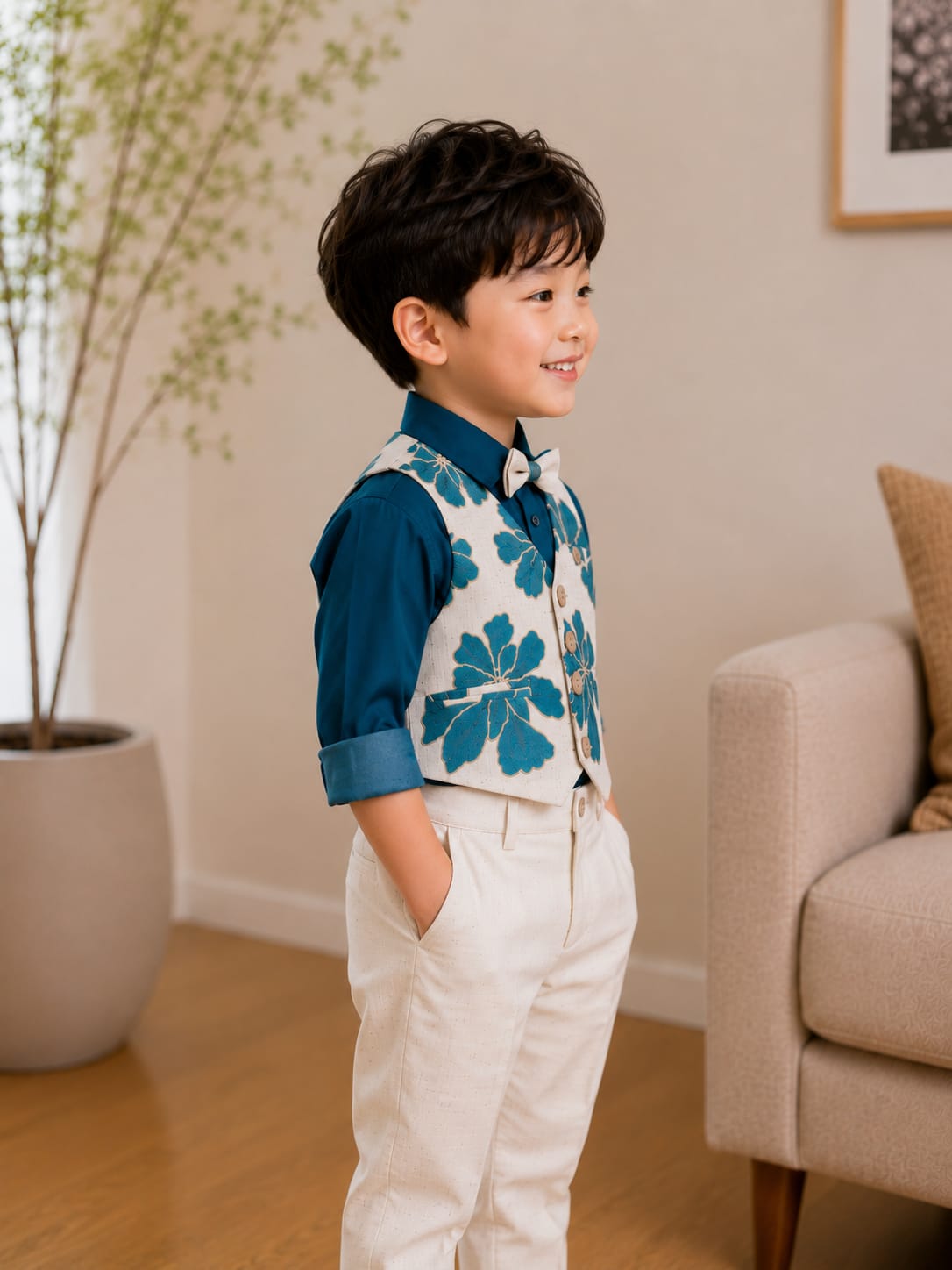 Charming Elegance: Boys' 4-Piece Formal Party Suit Set