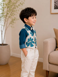 Charming Elegance: Boys' 4-Piece Formal Party Suit Set