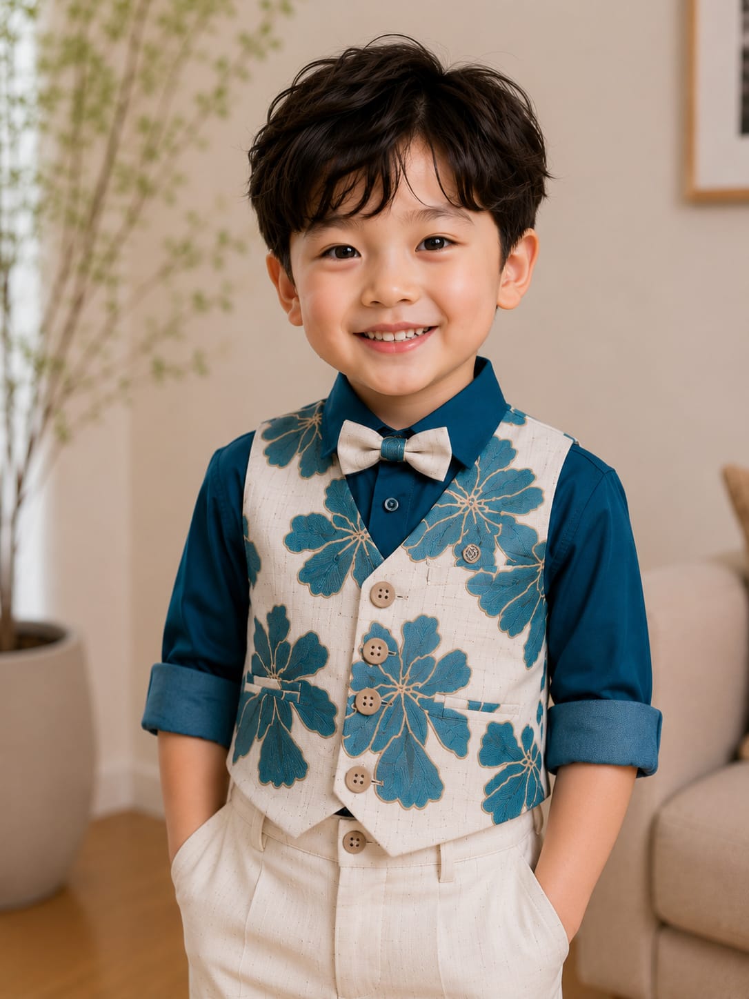 Charming Elegance: Boys' 4-Piece Formal Party Suit Set