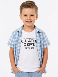 Boys' Classic Light Blue Gingham Check Casual Shirt