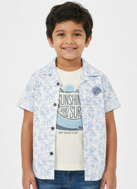 Boys' Tropical Palm Print Resort Collar Shirt