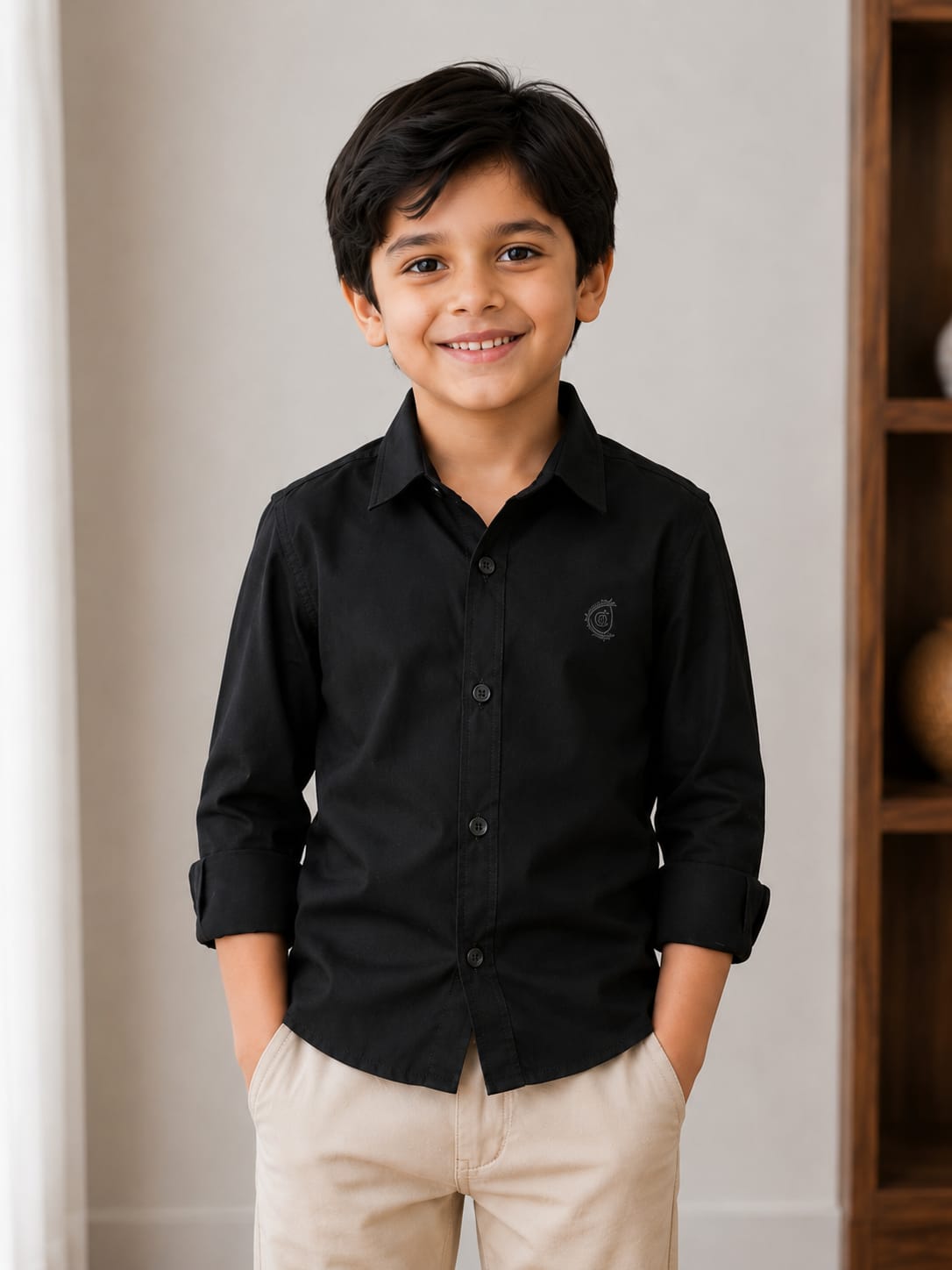 Boys' Classic Solid Black Formal Shirt
